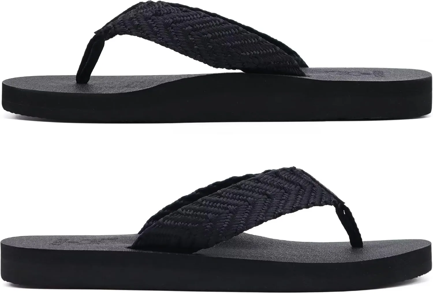 KuaiLu Men's Leather Flip Flops Arch Support Summer Beach Pool Water Thong Sandals Waterproof Rubber Walking Shoes