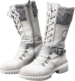 Lausiuoe Boots For Women Low Heel Mid Calf Pull On Winter Boots Side Zip Slouchy Western Cowboy Booties Non Slip Outdoor Shoes