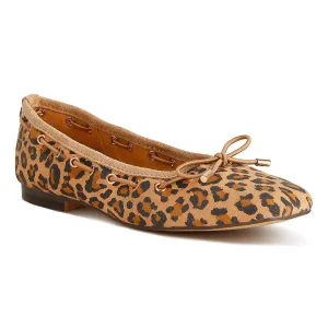 Leopard Drawstring Bow Ballerinas