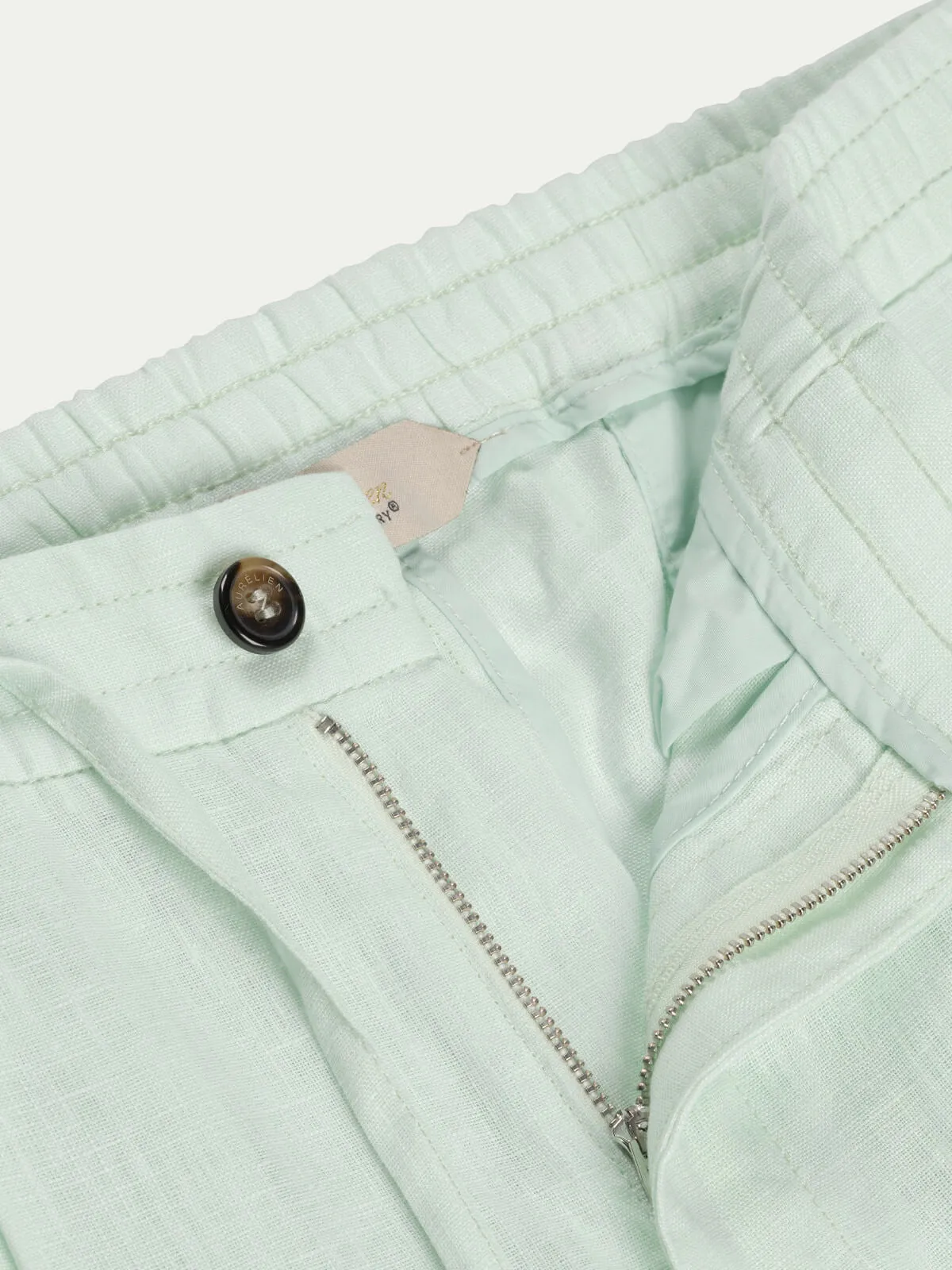 Light Aqua Linen Seaside Trousers