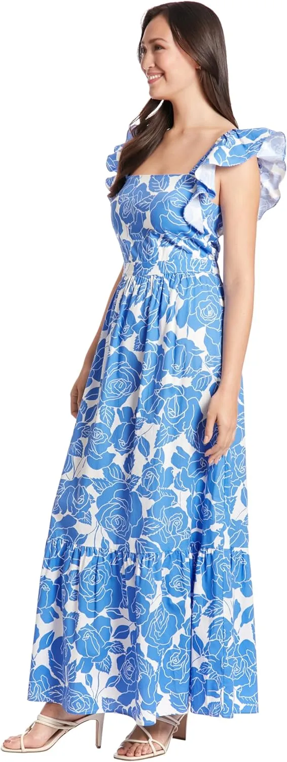 London Times Square Neck Maxi Ruffle Detail | Summer Dresses for Women