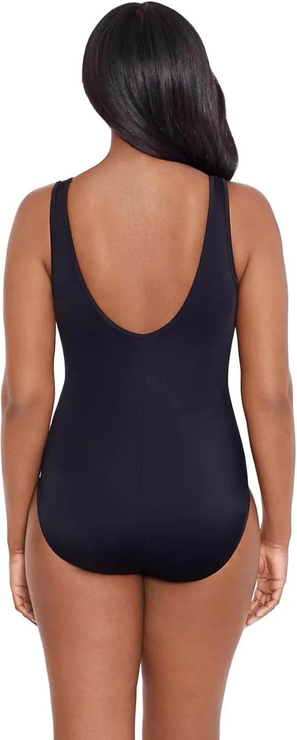 Longitude Women's Swimwear Mesh High Neck Long Torso One Piece Swimsuit