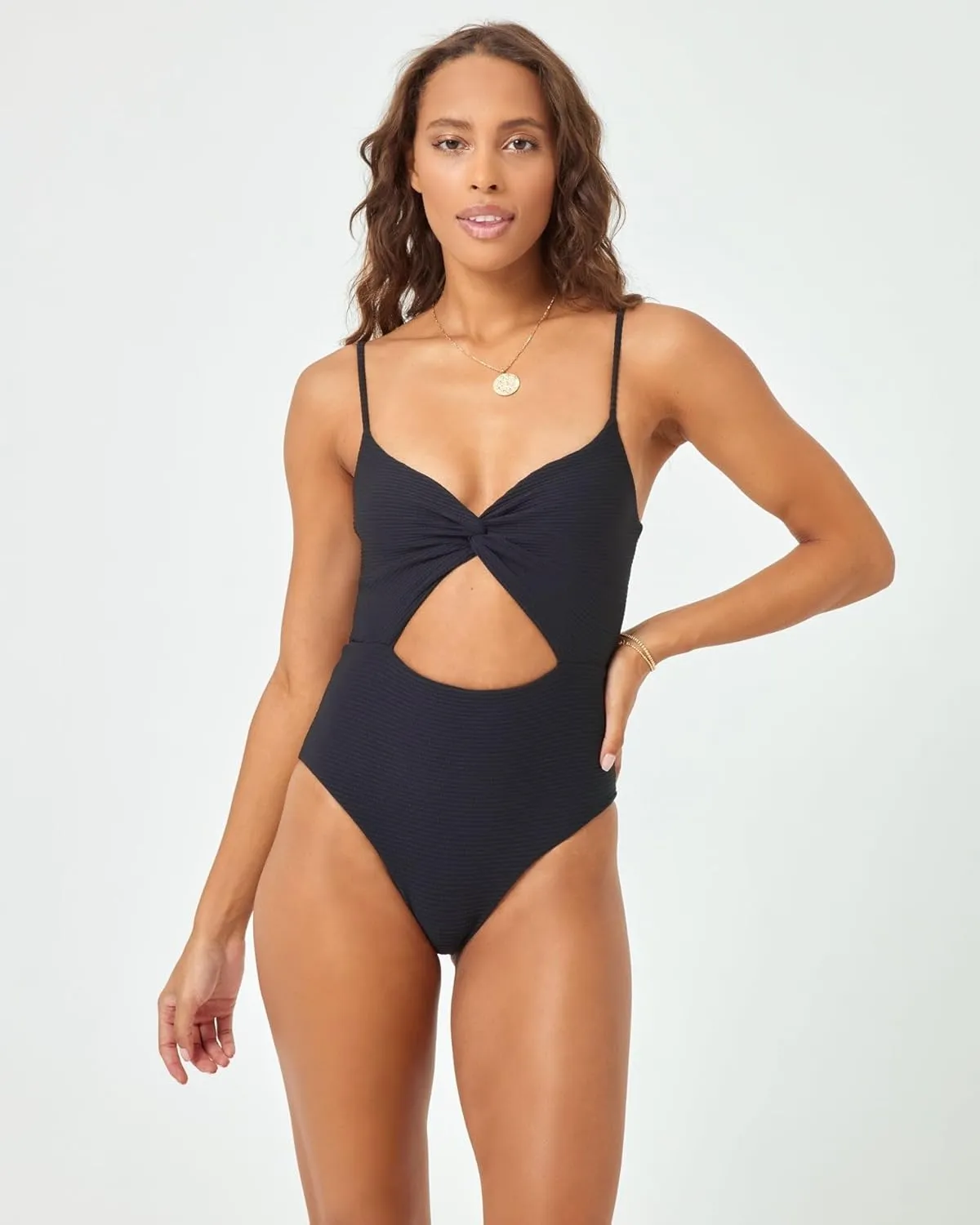 L*Space Eco Chic Repreve Kyslee One Piece Swimsuit for Women, Classic Coverage, Ribbed Fabric, Twist Front, Adjustable Straps