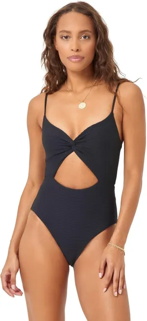 L*Space Eco Chic Repreve Kyslee One Piece Swimsuit for Women, Classic Coverage, Ribbed Fabric, Twist Front, Adjustable Straps
