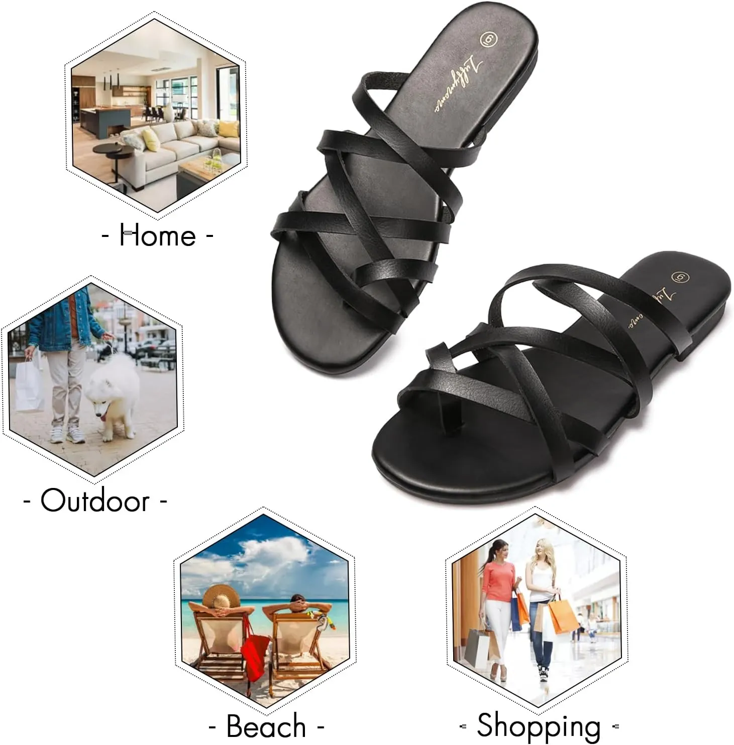 Luffymomo Women's Elastic Strap Flat Sandals Casual Summer Open Toe Sandal