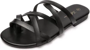 Luffymomo Women's Elastic Strap Flat Sandals Casual Summer Open Toe Sandal