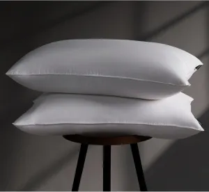Luxury Feather Down Pillow King Size Set of 2 Pack, 100% Cotton Hotel Collection Bed Pillows for Sleeping, Down Surrounded Soft Medium Firm Pillows for Side Back Stomach Sleepers 20" x 36"