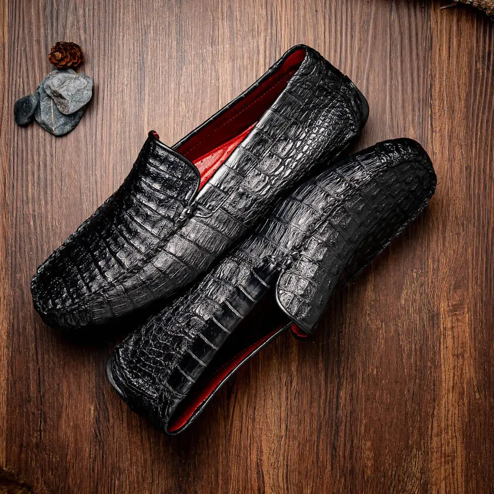 Marco Di Milano Remo Black Genuine Caiman Crocodile/Lizard Loafers
