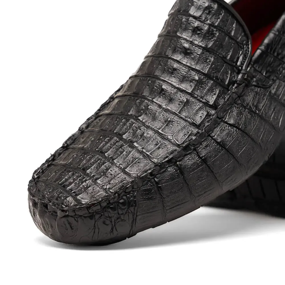Marco Di Milano Remo Black Genuine Caiman Crocodile/Lizard Loafers