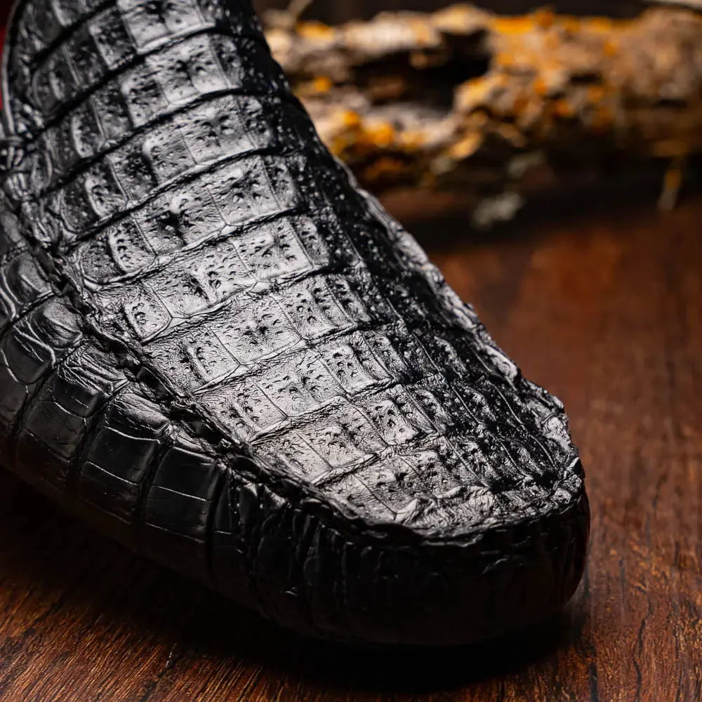 Marco Di Milano Remo Black Genuine Caiman Crocodile/Lizard Loafers