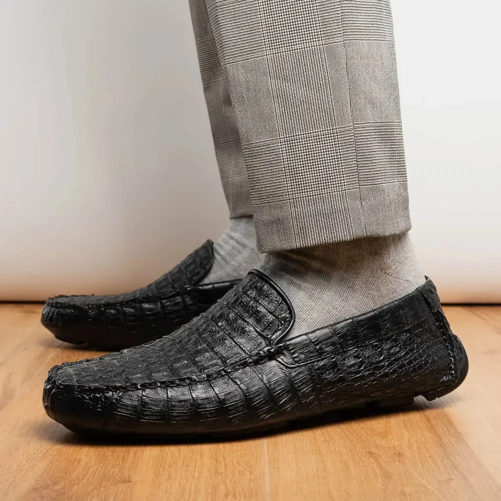 Marco Di Milano Remo Black Genuine Caiman Crocodile/Lizard Loafers