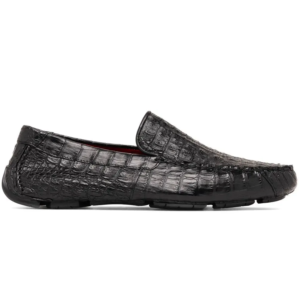 Marco Di Milano Remo Black Genuine Caiman Crocodile/Lizard Loafers