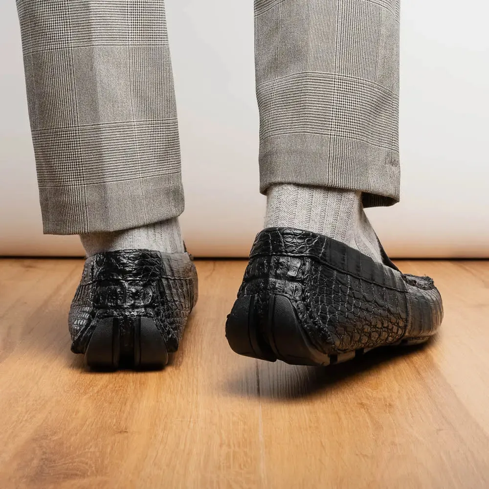 Marco Di Milano Remo Black Genuine Caiman Crocodile/Lizard Loafers