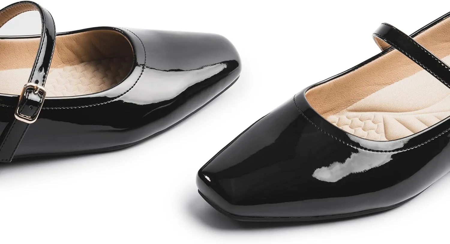 Mary Jane Flat Shoes with Arch Support and Hidden Wedge Heel, Women Ballet Flats, Mary Jane Flats, Comfortable Dress Shoes