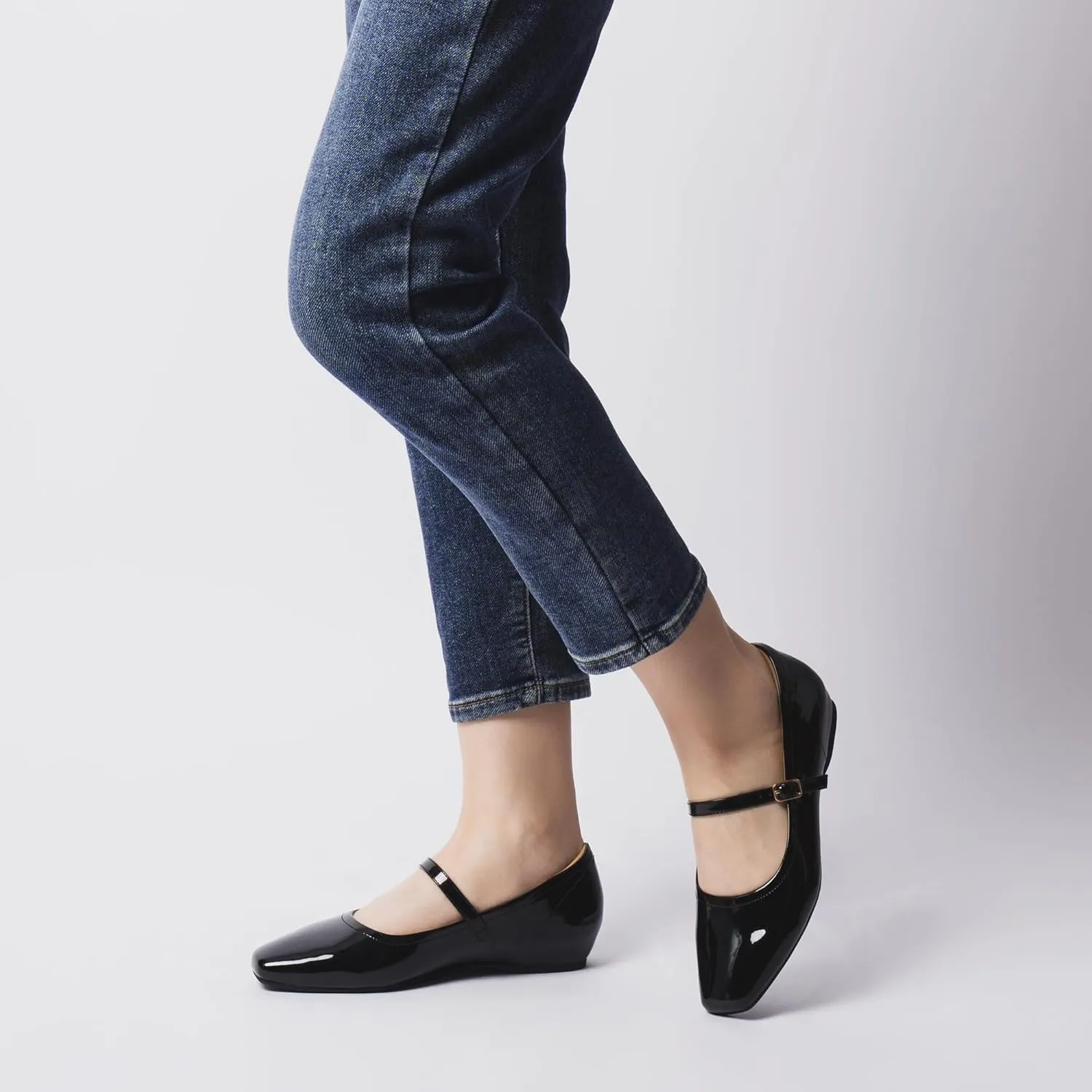 Mary Jane Flat Shoes with Arch Support and Hidden Wedge Heel, Women Ballet Flats, Mary Jane Flats, Comfortable Dress Shoes
