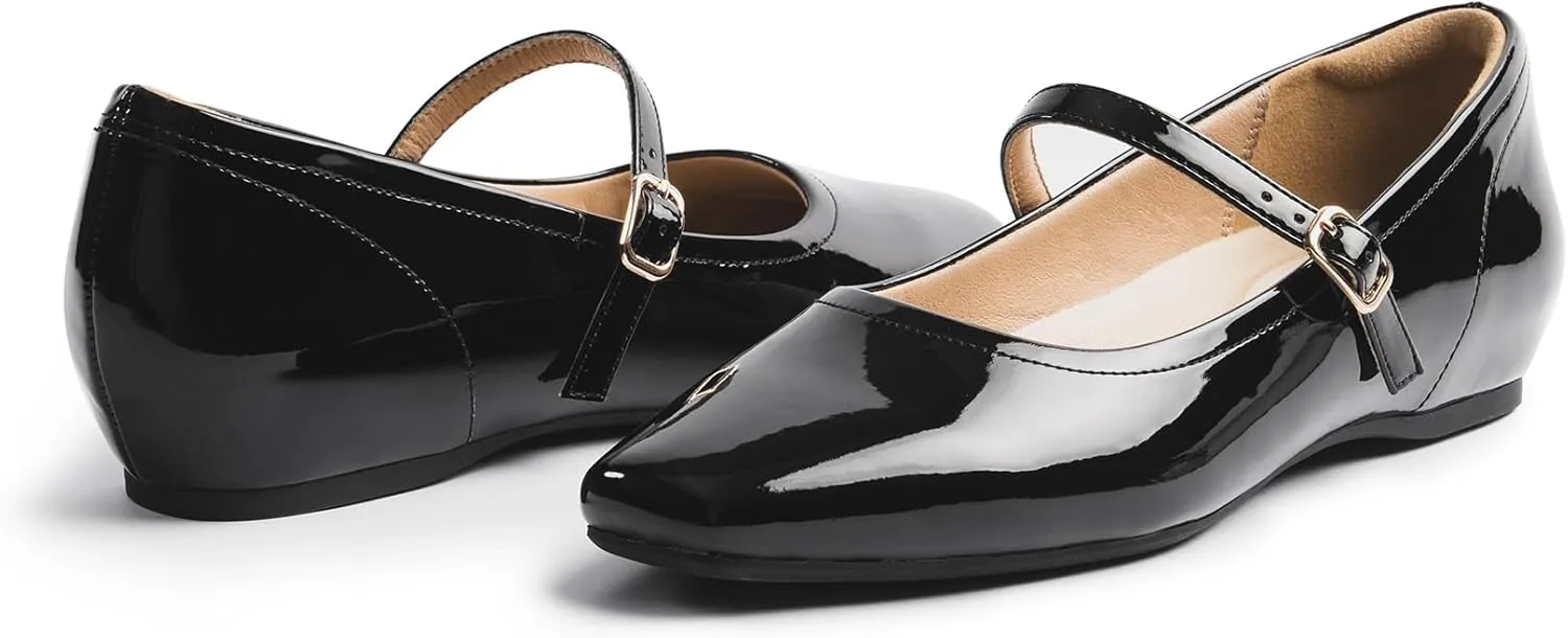 Mary Jane Flat Shoes with Arch Support and Hidden Wedge Heel, Women Ballet Flats, Mary Jane Flats, Comfortable Dress Shoes
