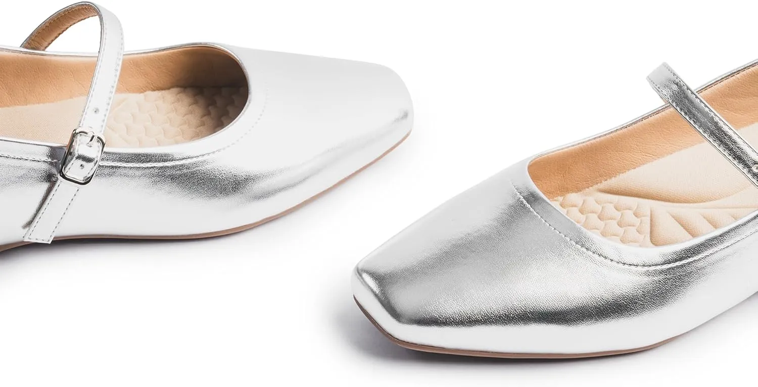 Mary Jane Flat Shoes with Arch Support and Hidden Wedge Heel, Women Ballet Flats, Mary Jane Flats, Comfortable Dress Shoes