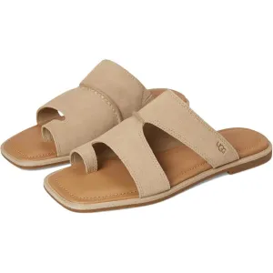 Matira Mustard Seed Leather Flat Slide Sandals