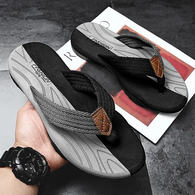 Men's Breathable Nylon Flip Flops - Comfortable Slip-Resistant