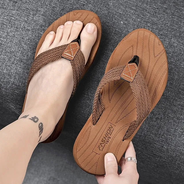 Men's Breathable Nylon Flip Flops - Comfortable Slip-Resistant