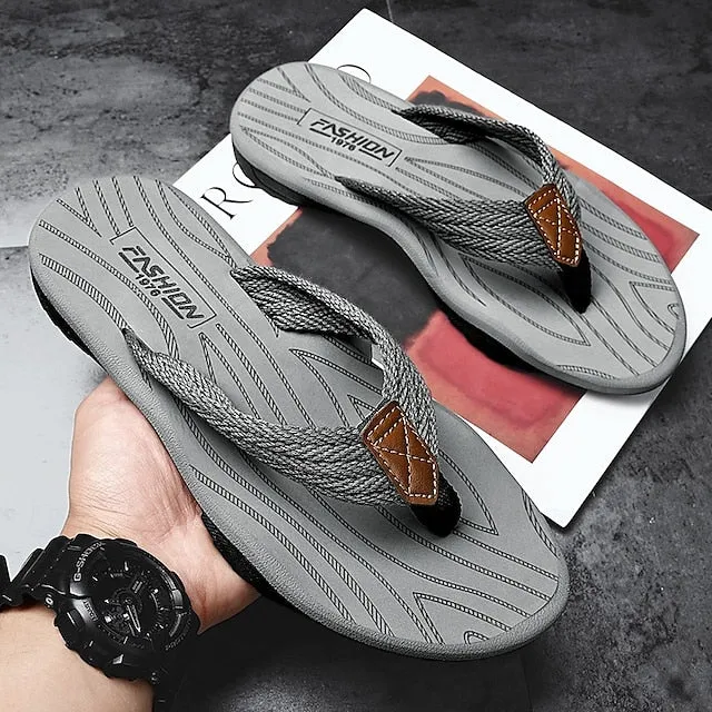 Men's Breathable Nylon Flip Flops - Comfortable Slip-Resistant