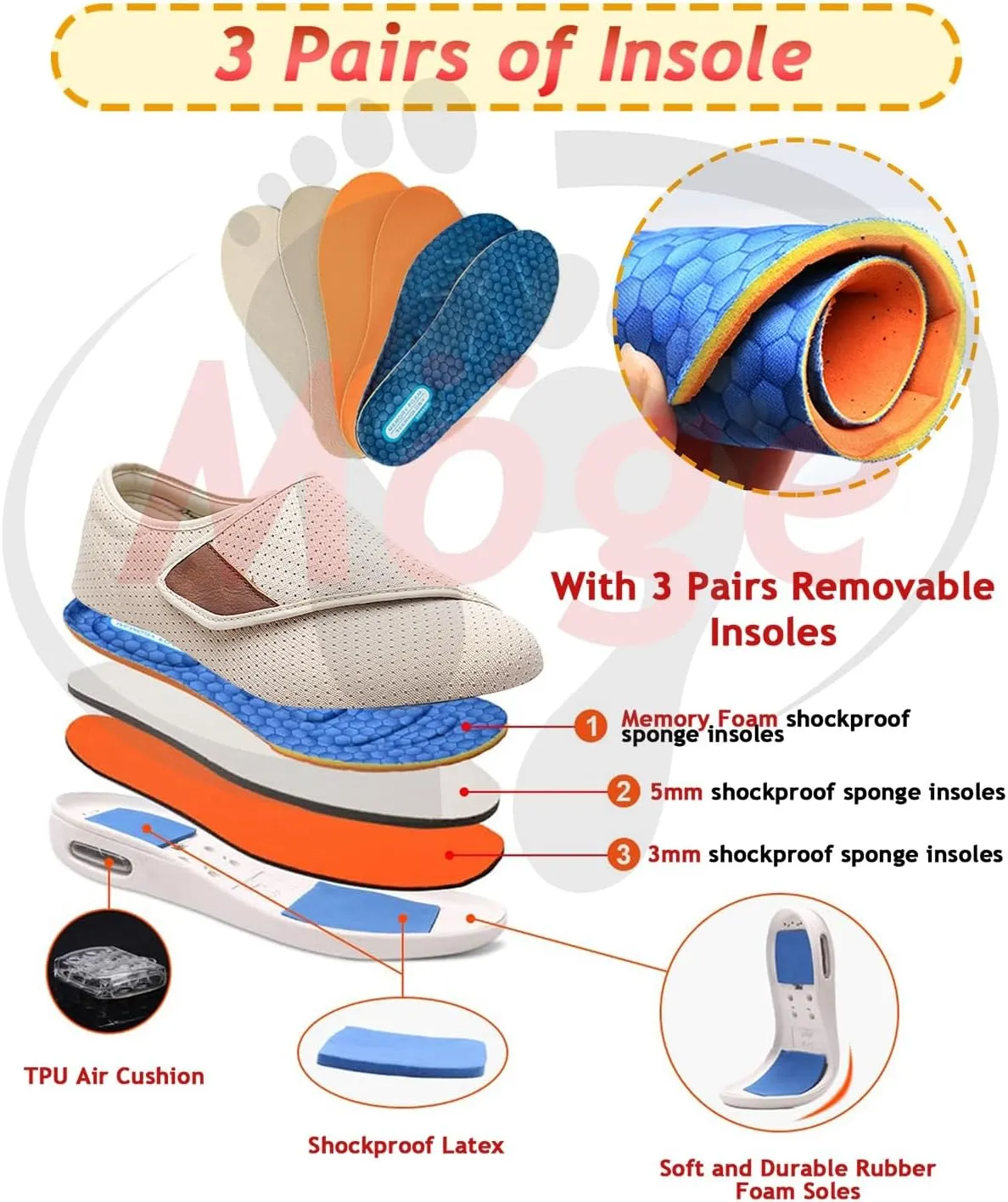Men's Casual Shoes Slip On Lightweight Sneakers Walking Shoes Lightweight Loafer Slip On Boat Wide Fit Trainers Men with 3 Pairs Insoles Replacement for Elderly Swollen Feet