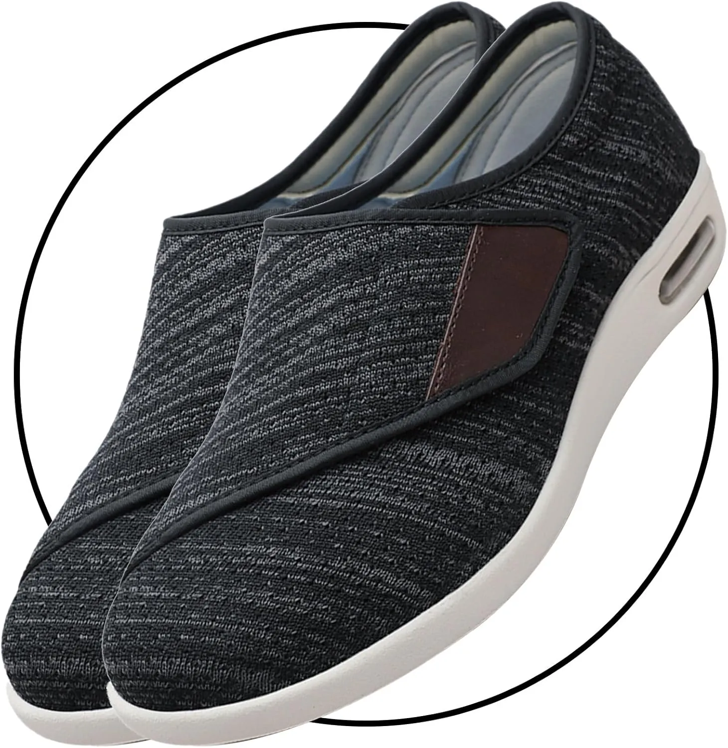 Men's Casual Shoes Slip On Lightweight Sneakers Walking Shoes Lightweight Loafer Slip On Boat Wide Fit Trainers Men with 3 Pairs Insoles Replacement for Elderly Swollen Feet