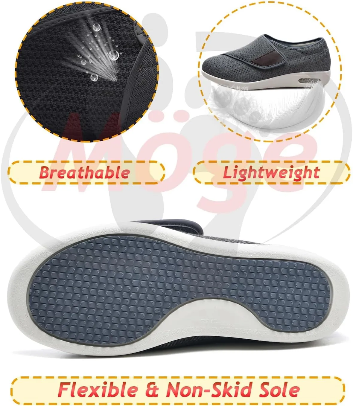 Men's Casual Shoes Slip On Lightweight Sneakers Walking Shoes Lightweight Loafer Slip On Boat Wide Fit Trainers Men with 3 Pairs Insoles Replacement for Elderly Swollen Feet