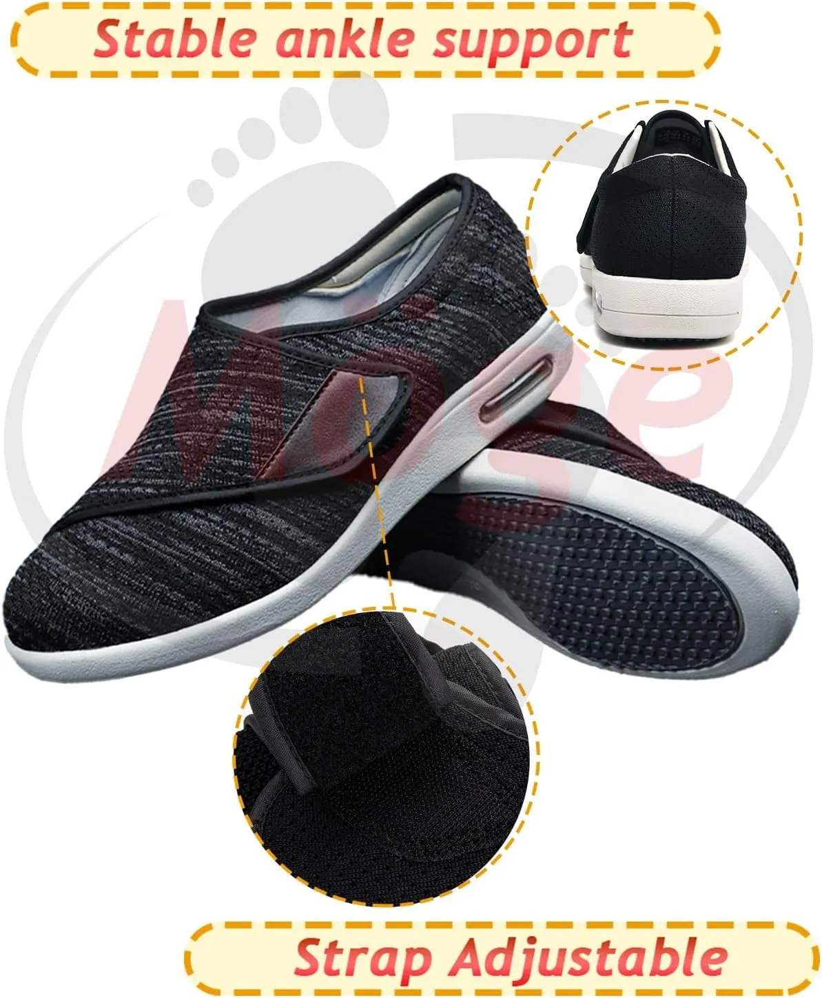 Men's Casual Shoes Slip On Lightweight Sneakers Walking Shoes Lightweight Loafer Slip On Boat Wide Fit Trainers Men with 3 Pairs Insoles Replacement for Elderly Swollen Feet