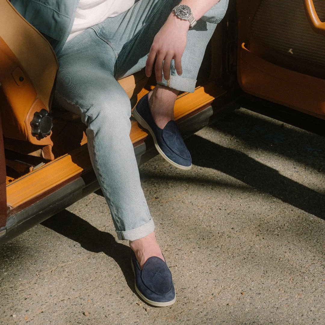 Men's Navy Suede Viaggio Loafer From Del Toro Shoes