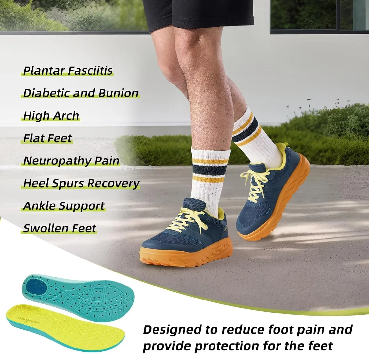 Men's Orthopedic Diabetic Wide Walking Shoes: Comfortable Arch Support Plantar Fasciitis Sports Running Sneakers, Casual Swollen Bunion Work Tennis Shoes for Foot and Heel Pain Relief
