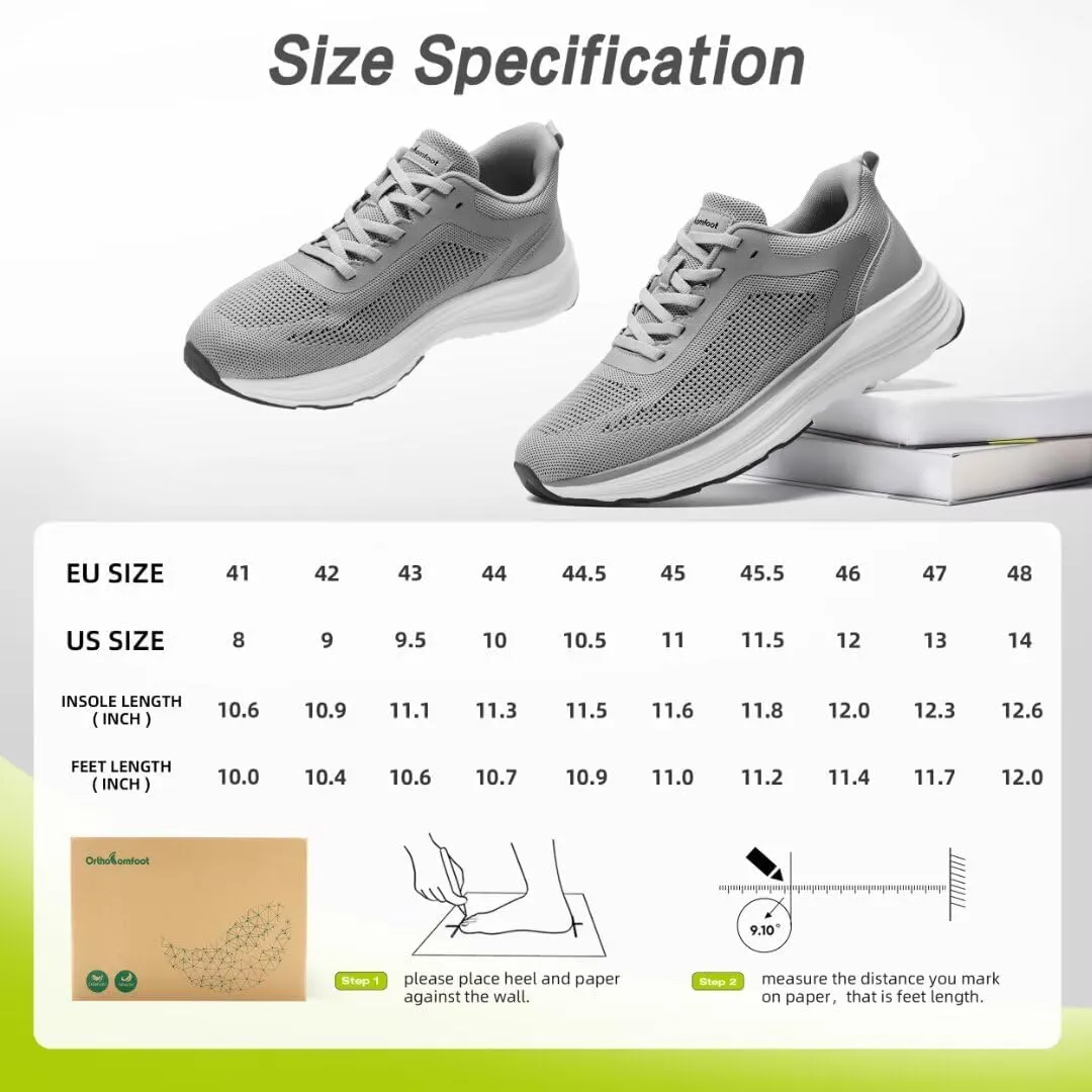 Men's Orthopedic Fashion Sneakers: Comfortable Arch Support Plantar Fasciitis Orthotic Walking Shoes, Casual Work Supportive Sport Athletic Flat Feet Shoes for Foot and Heel Pain Relief