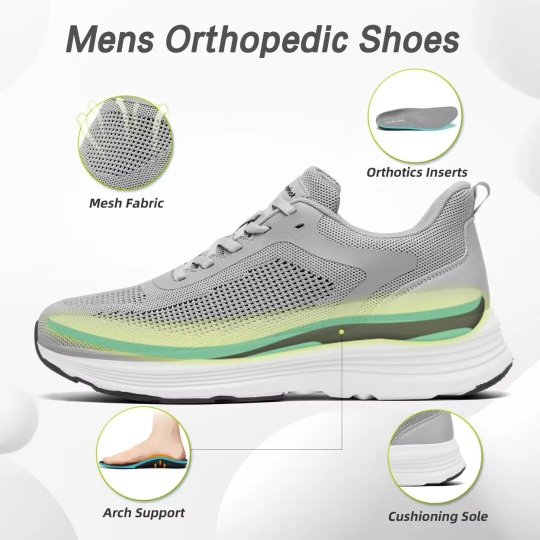 Men's Orthopedic Fashion Sneakers: Comfortable Arch Support Plantar Fasciitis Orthotic Walking Shoes, Casual Work Supportive Sport Athletic Flat Feet Shoes for Foot and Heel Pain Relief