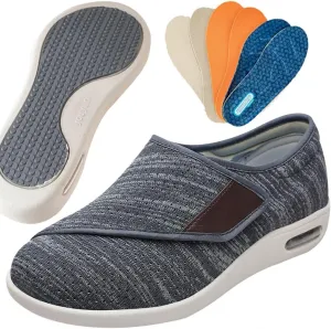 Mens Walking Shoes Slip-on Trainers Men's Arch Fit-Athletic Slip-on Casual Loafer Walking Shoe Sneaker with 3 Pairs Insoles Replacement for Elderly Swollen Feet