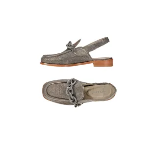 Moccasins Slingback Vegetal Lamè Dark Silver
