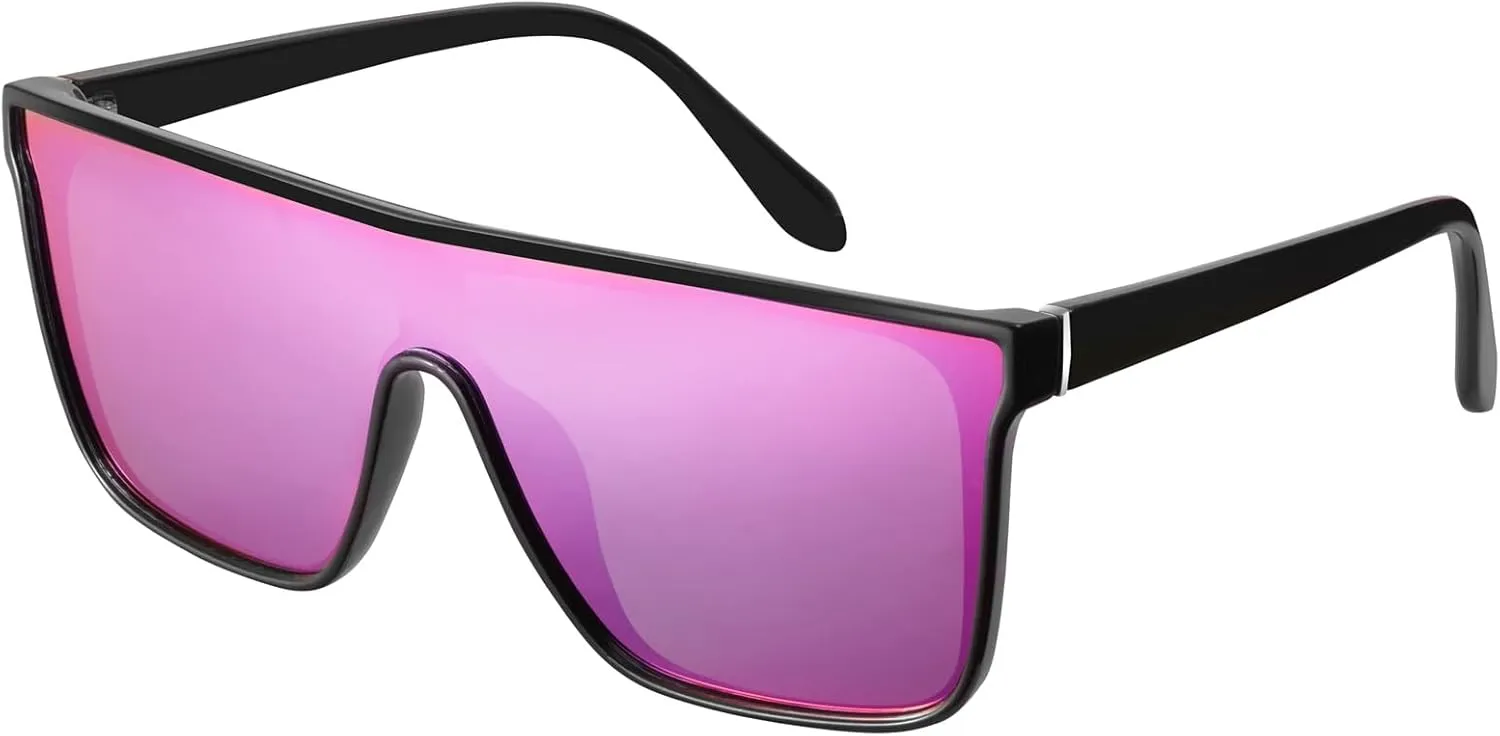mosanana Polarized Oversized Square Sunglasses for Women Men, Trendy Flat Top Fashion Shield Shades MS52363