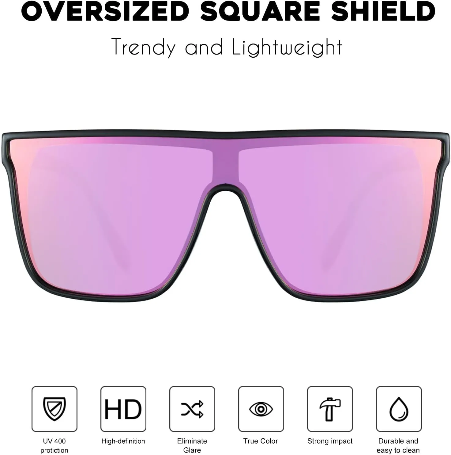 mosanana Polarized Oversized Square Sunglasses for Women Men, Trendy Flat Top Fashion Shield Shades MS52363
