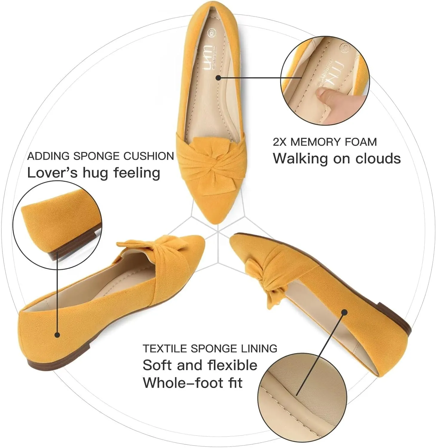 MUSSHOE Flat Shoes Women Comfortable Slip on Women's Flats Dress Shoes for Women