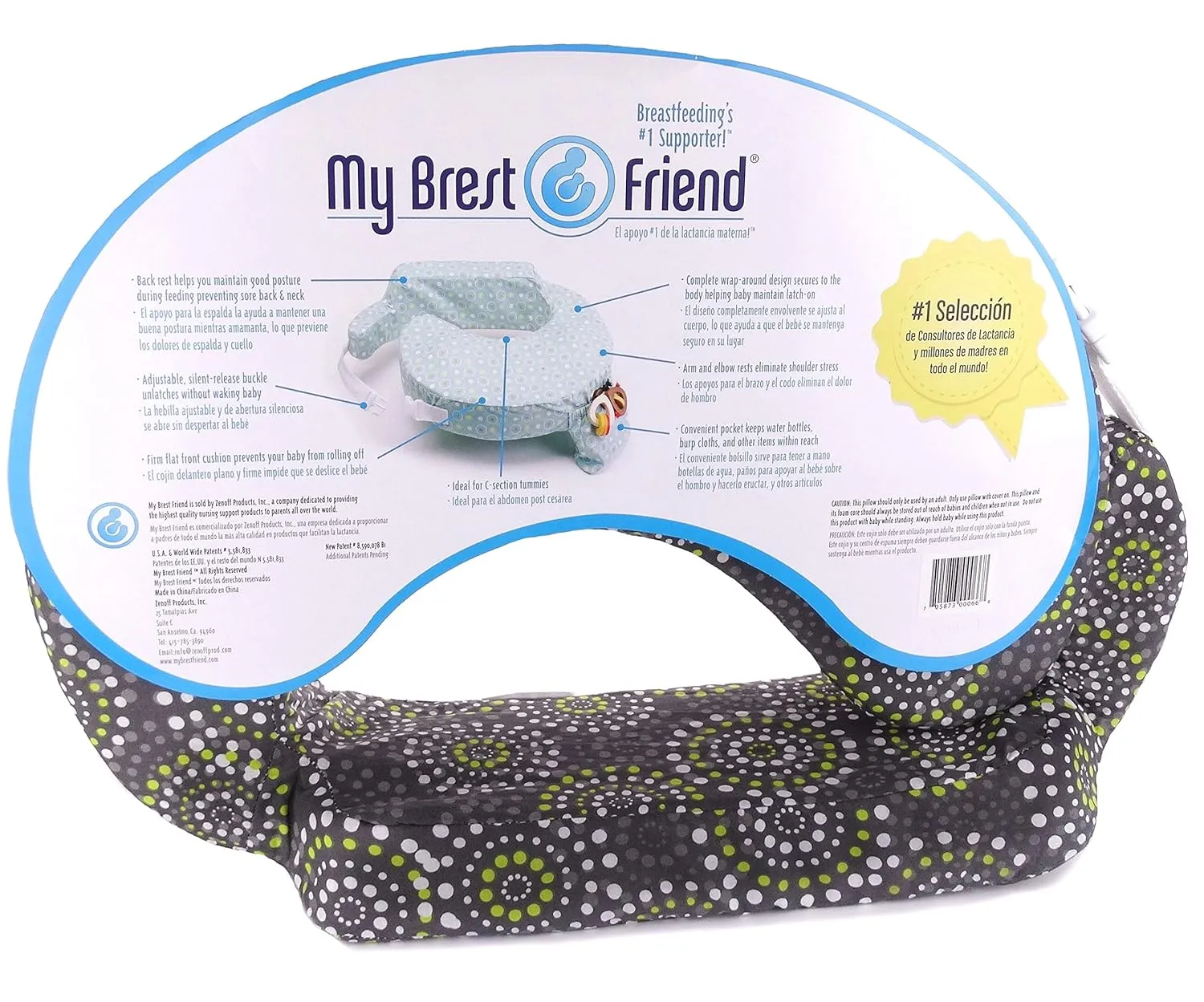 My Brest Friend Original Nursing Pillow Enhanced Ergonomics Essential Breastfeeding Pillow Support For Mom & Baby W/ Convenient Side Pocket, Double Straps & Slipcover, Fireworks