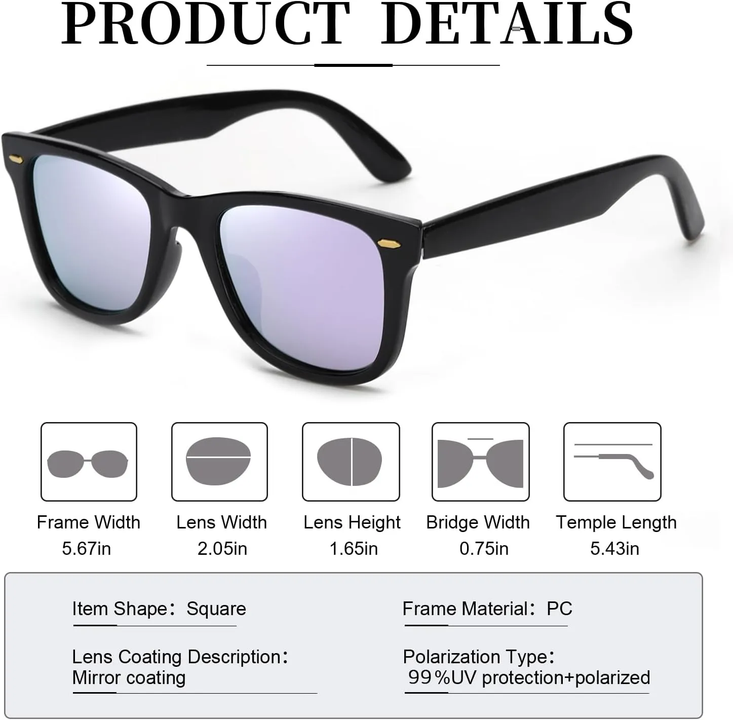 Myiaur Classic Sunglasses for Women Polarized Driving Anti-Glare UV Protection