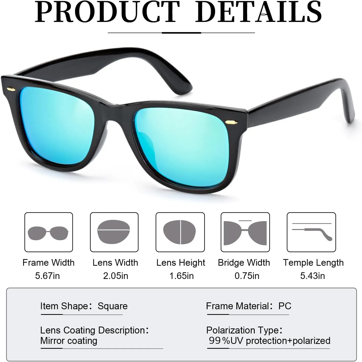 Myiaur Classic Sunglasses for Women Polarized Driving Anti-Glare UV Protection
