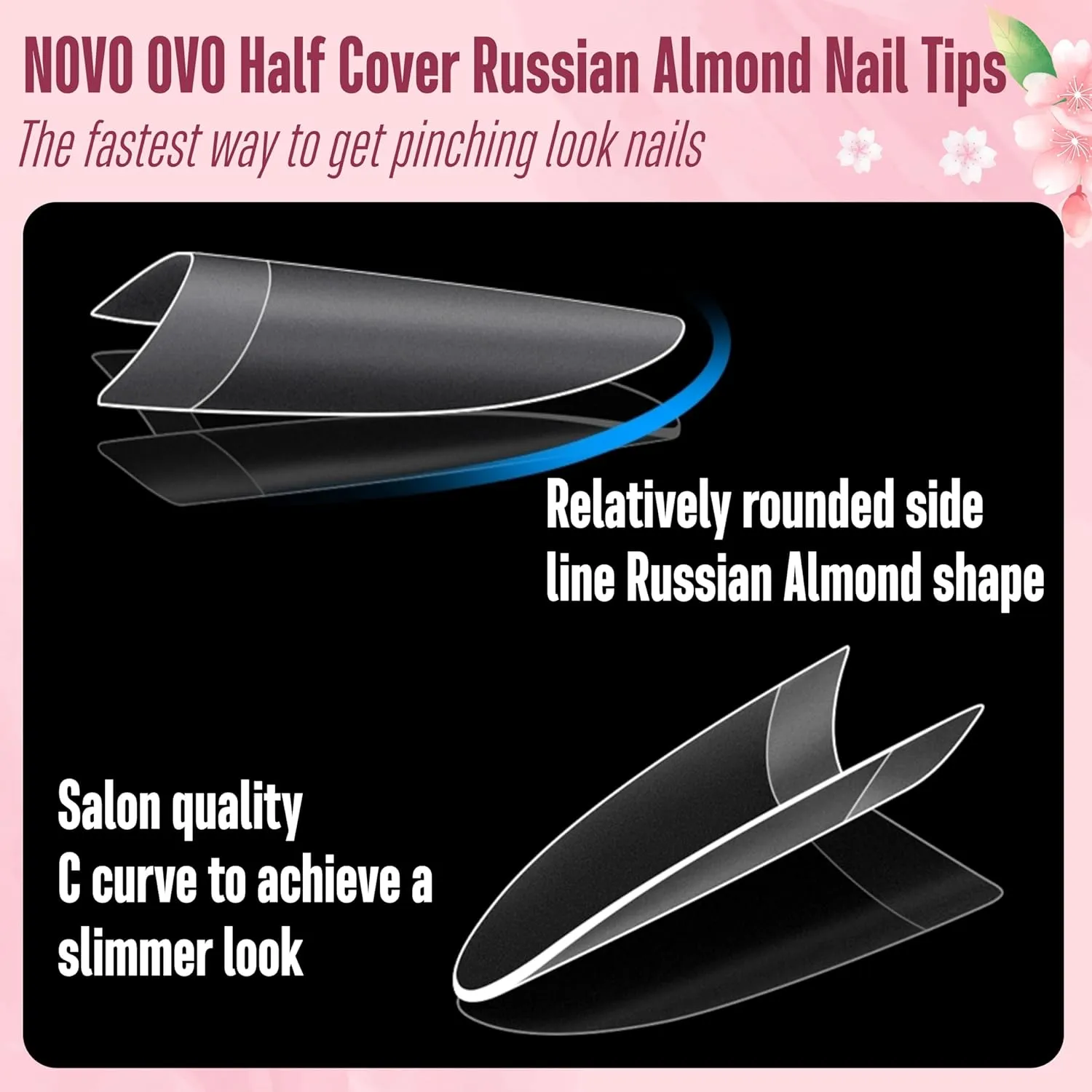 Nail Tips Russian Almond Round Oval, Soft Gel x Acrylic Half Cover Nail Kit for Russia 3D Sculptured Edge Fake Nails Manicure, Extra Long XL XXL Pre-etched French tip Press on 12 sizes 320pc