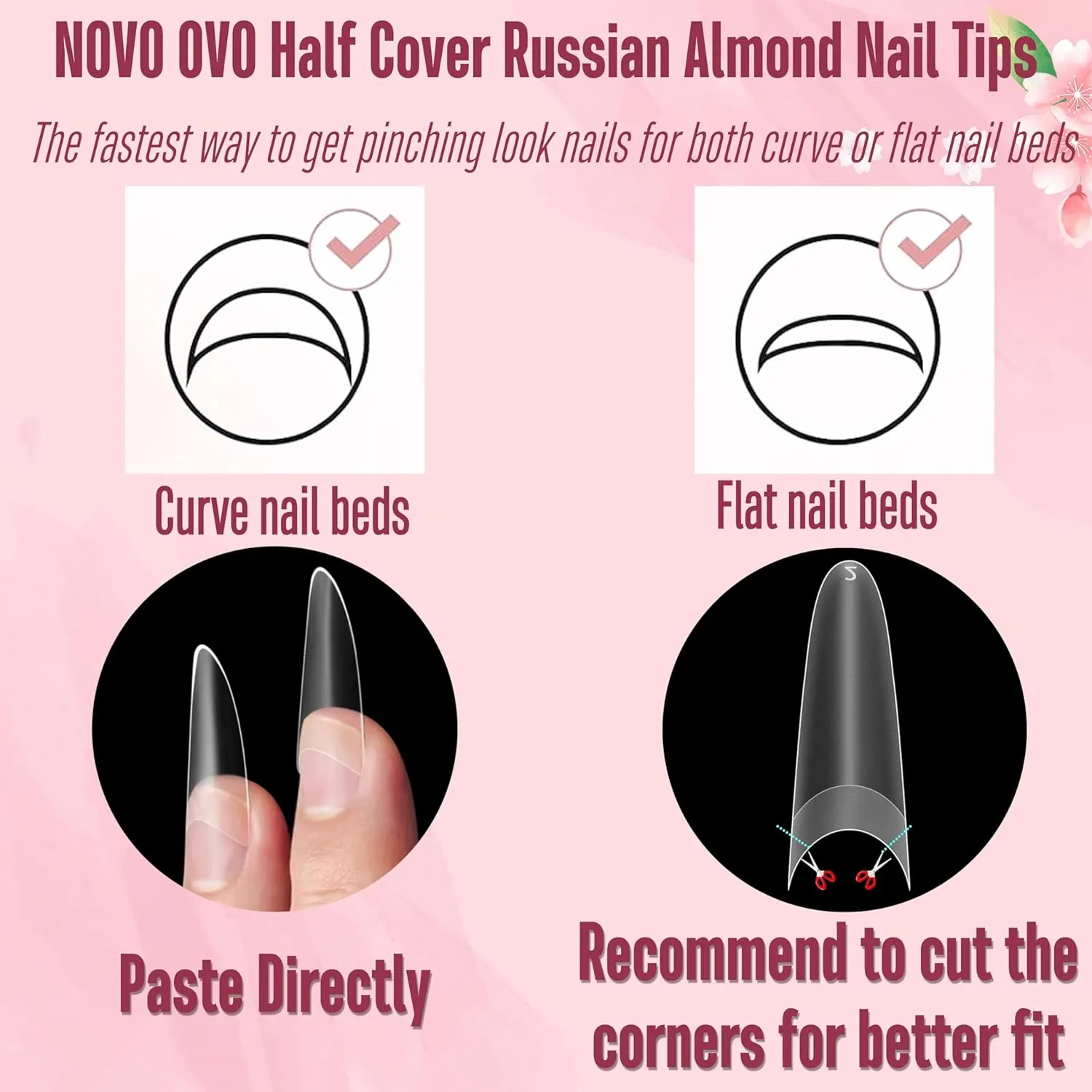 Nail Tips Russian Almond Round Oval, Soft Gel x Acrylic Half Cover Nail Kit for Russia 3D Sculptured Edge Fake Nails Manicure, Extra Long XL XXL Pre-etched French tip Press on 12 sizes 320pc