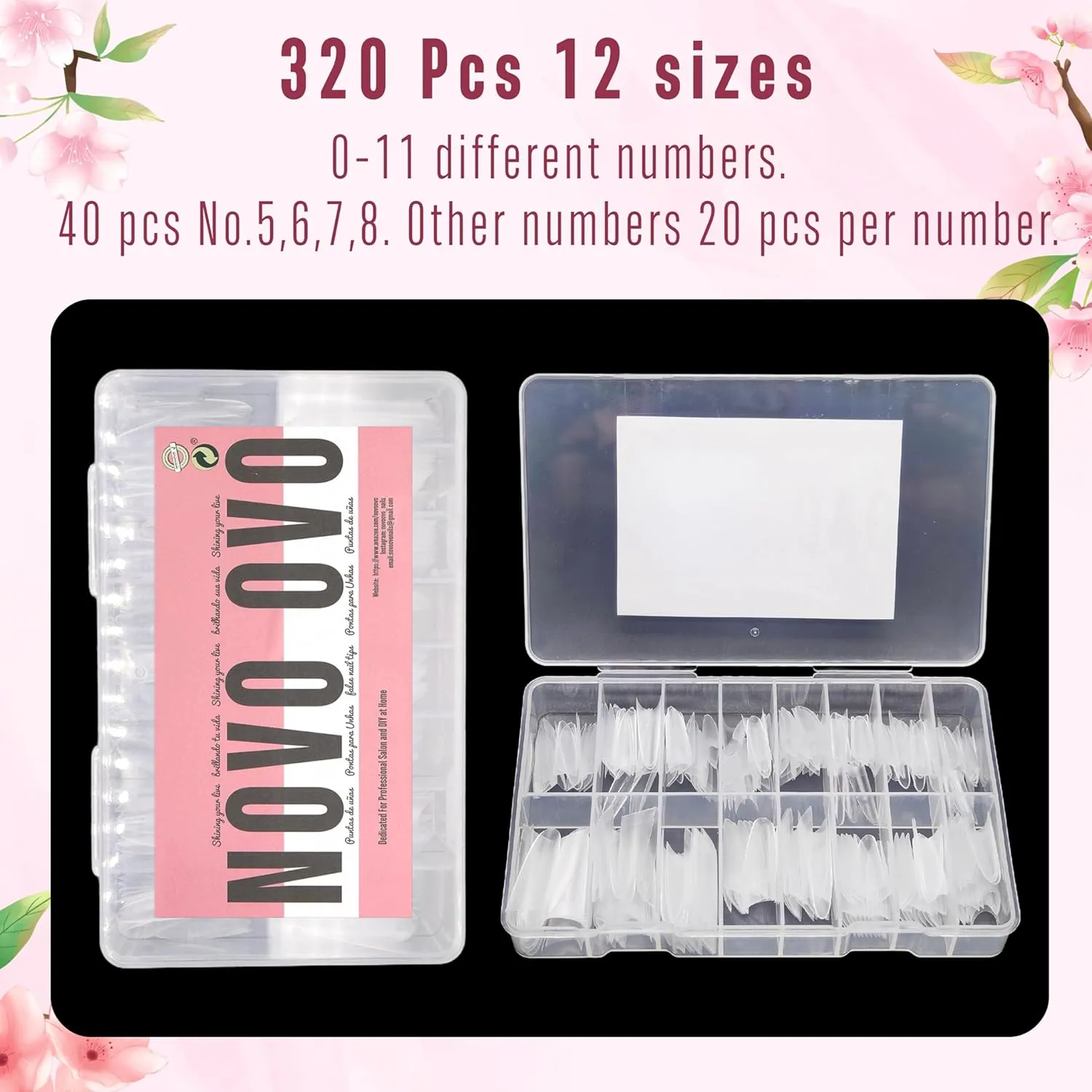 Nail Tips Russian Almond Round Oval, Soft Gel x Acrylic Half Cover Nail Kit for Russia 3D Sculptured Edge Fake Nails Manicure, Extra Long XL XXL Pre-etched French tip Press on 12 sizes 320pc