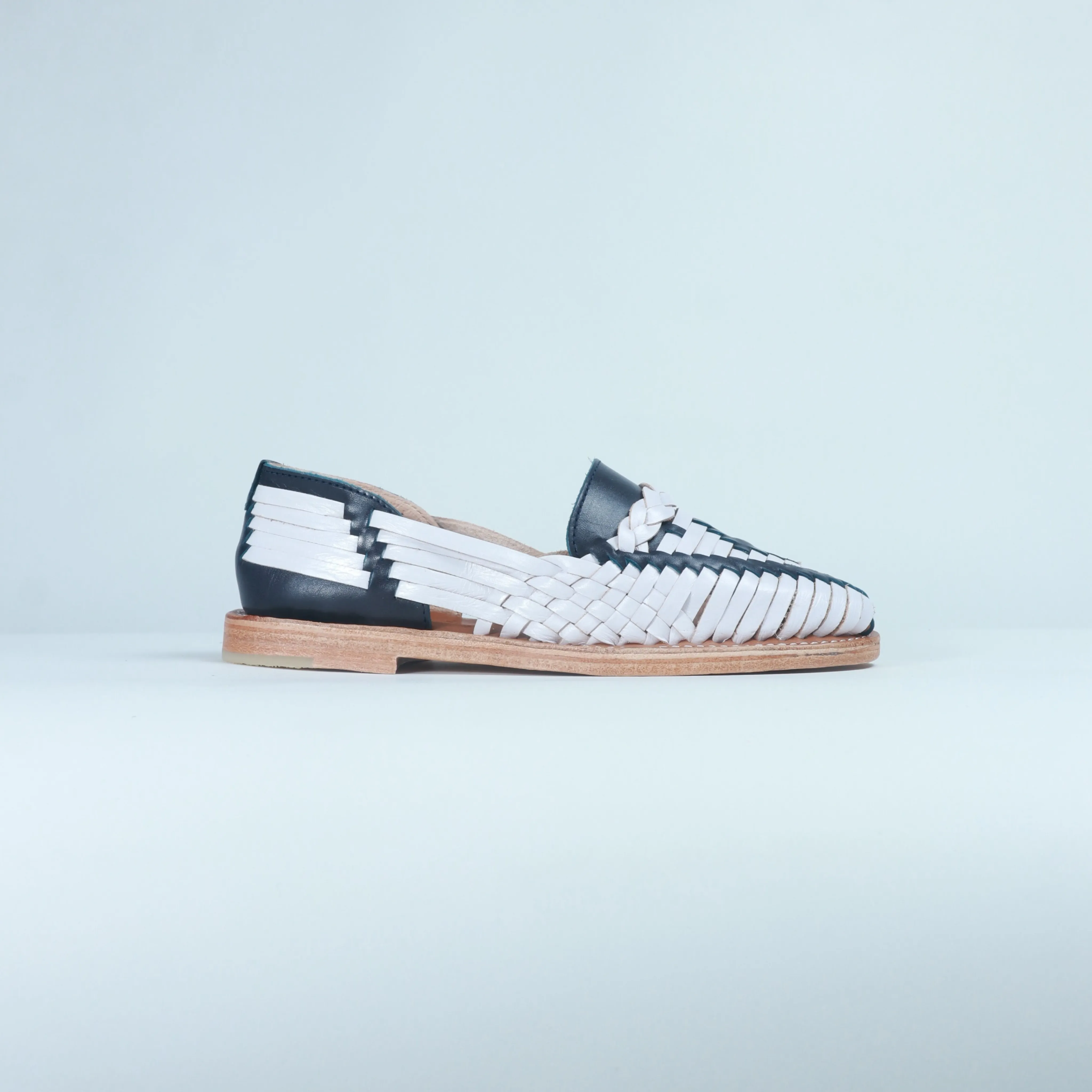 Navy and White Leather Isabel Loafer