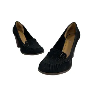 Nine West Women's Black Leather NwNarvik Loafer Pump Sz 9.5