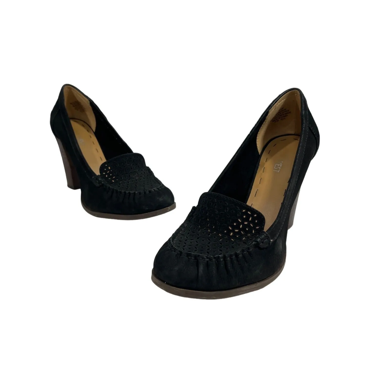 Nine West Women's Black Leather NwNarvik Loafer Pump Sz 9.5
