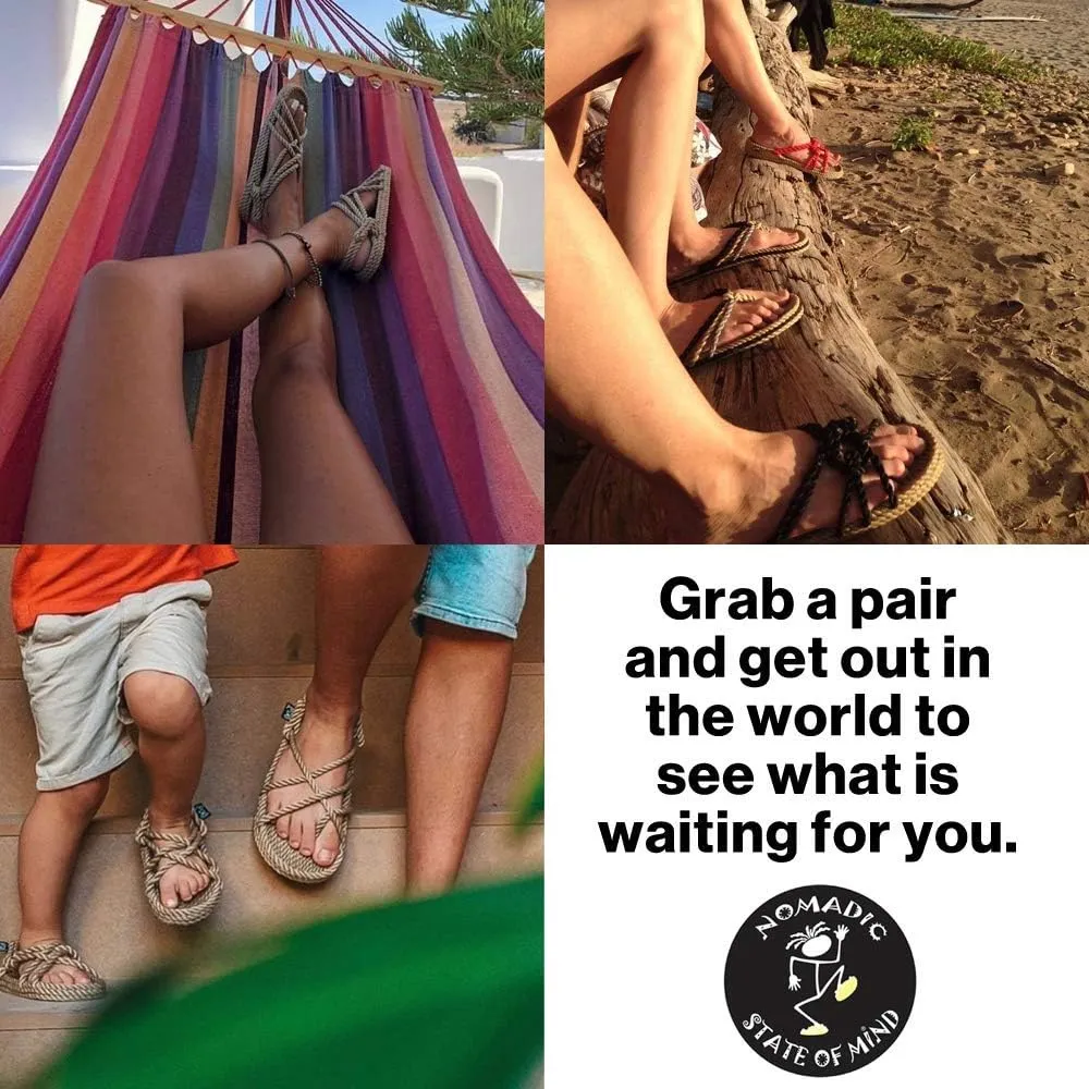 Nomadic State of Mind Woodstock Sandal - Handmade Rope Shoes – Machine Washable – Comfortable, Colorfast & Lightweight – Vegan Friendly – for Women & Men