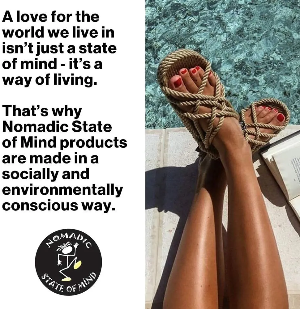 Nomadic State of Mind Woodstock Sandal - Handmade Rope Shoes – Machine Washable – Comfortable, Colorfast & Lightweight – Vegan Friendly – for Women & Men