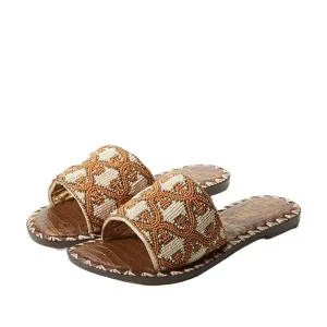 On Hassle-free shipping Durable materials Beads Natural Fringe Toe Sam Edelman Sandals Multi Open Rounded Slip Gunner
